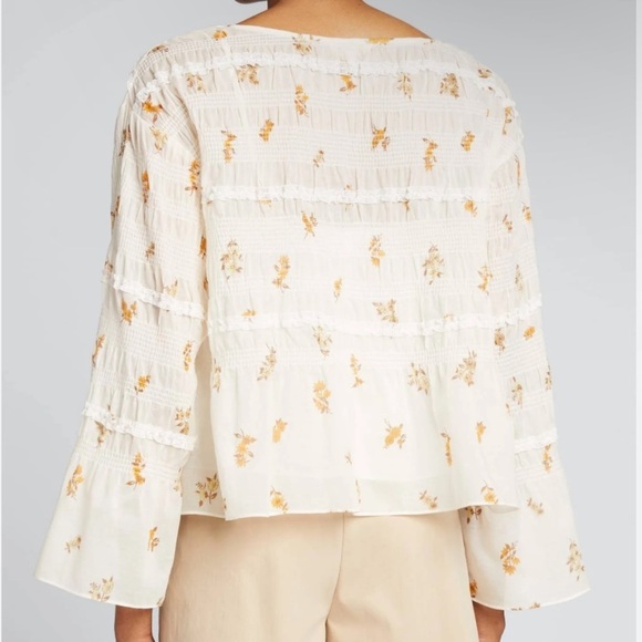 NWT Rebecca Taylor Marigold Fleur Ines Smocked Blouse Size Small women’s top - Picture 3 of 14